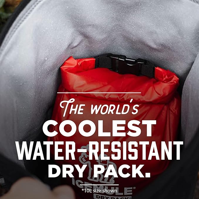 IceMule Pro Dry Pack – Water Resistant Nylon Food Storage Pouch Dry Bag, Perfect for Keeping Lunch Dry While Hiking, Camping, and Beach Going, 10 Liter, Red
