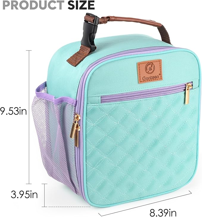 Lunch Box Reusable Lunch Bag for Men Women Kids Adults,Insulated Lunch Bag Waterproof LunchBox Cooler,Small LunchBox With Side Pockets for Work Office School Travel Picnic-Light Green