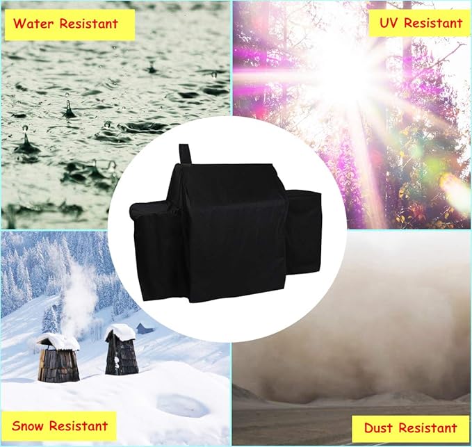 Heavy Duty Waterproof Grill Cover for Char-Griller 2121,2123 Grills and Char-Griller Smokers with Side Fire Box,Black