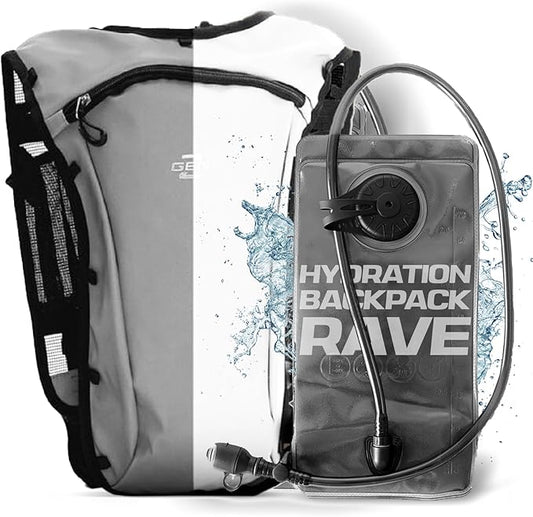 RAVERUNNER® Rave Hydropack - 2L Water Backpack for Raves, Festivals, Hiking, Running - Festival Hydration Pack for Hydration Backpack Rave