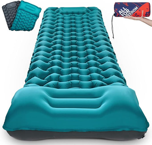 AKSOUL Camping Sleeping Pad with Pillow: Extra Thick 3.9 inch Ultralight Self Inflating Air Mat, Compact Lightweight Insulated Inflatable Sleep Mattress for Backpacking, Camp, Hiking, Tent