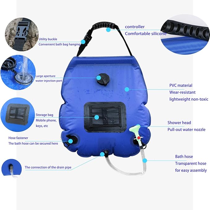 Camping Shower Tent Privacy Tent - Upgrade Shower Bag Pop Up Changing Toilet Portable Sun Shelters Dressing Room Instant Outdoor for Camping Hiking Beach Picnic Fishing with Carrying Bag (Blue)