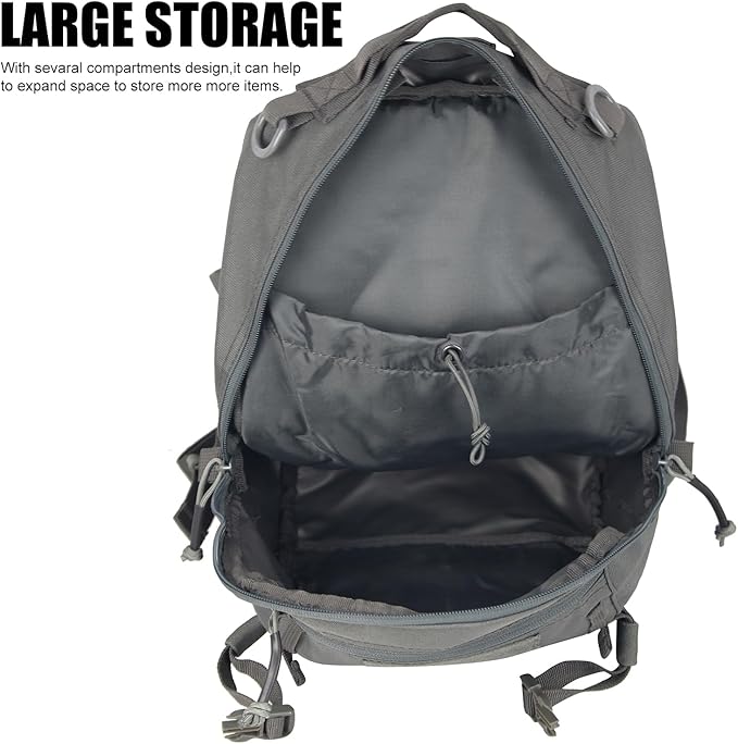 Small Tactical Backpack Military Daypack 12L Molle Bag Rucksack Army Daypack for Outdoor,Hiking,Camping,Travel (Grey)
