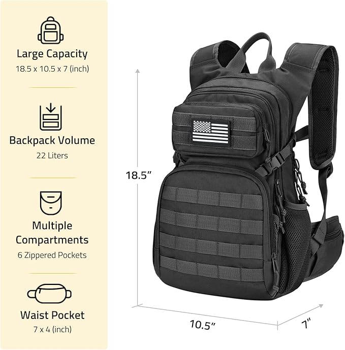 CVLIFE Tactical Hydration Pack 3L - Lightweight Water Bag With Bladder for Men Women, Heavy Duty Molle Backpack for Hiking, Cycling, Running, Hunting