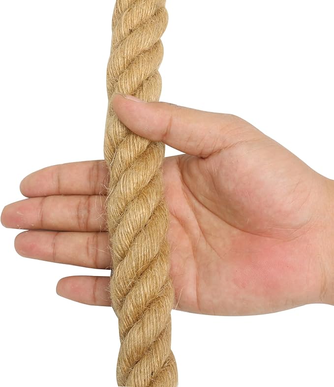 Hemp Rope 1-1/4 Inch 150 Feet Jute Rope, Natural Heavy Duty Rope, Twisted Hemp Rope for Deer, Thick Rope Tug of War Rope, Nautical Rope for Crafts Swing Rope, Home Decorating Gardening Bundling