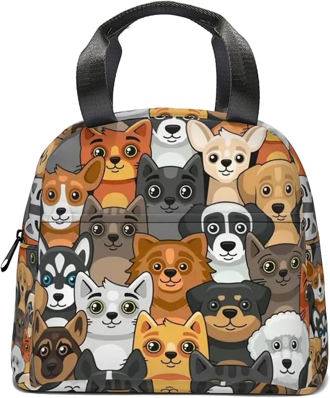 Giwawa Large Capacity Insulated Lunch Bag, Dog Print, Polyester Material, 11 x 5 x 8 in