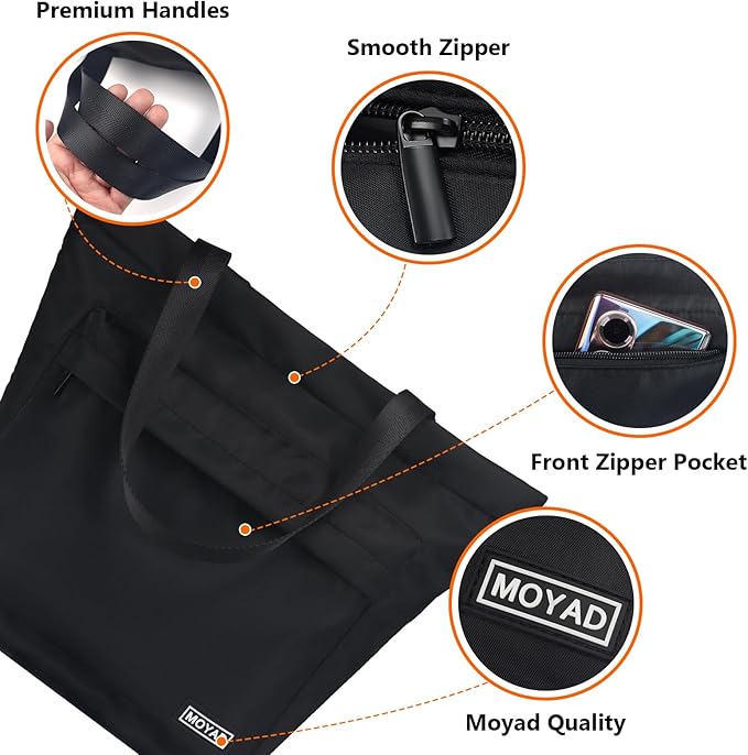 Moyad Insulated Lunch Bag for Women Men, Reusable Thermal Food Carrier Bag, Camping/Travel/Outdoor Cooler Handbag, Black