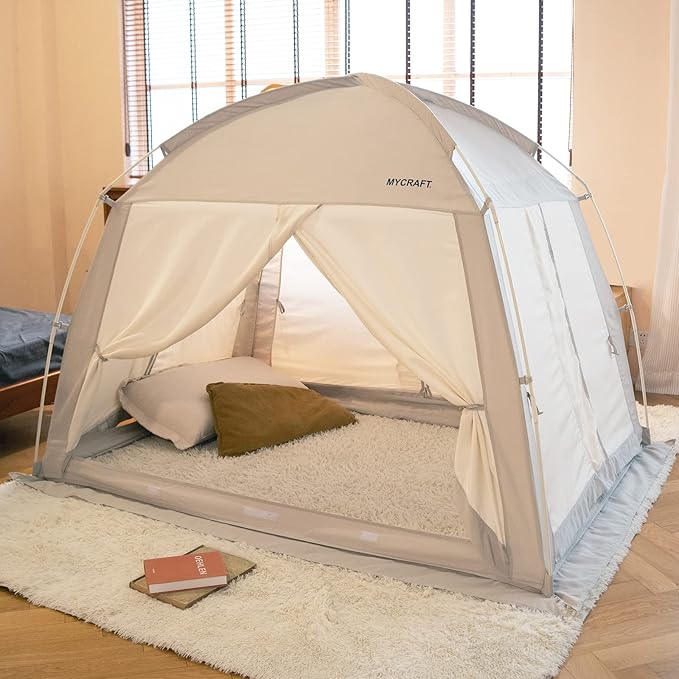Bed Tents Canopy Bed–Privacy Dream Tent for Cozy Indoor Sleeping, Light-Reducing,and Breathable, with 4 Doors Floor Tent Bed–Available in Twin, Full, and Queen Sizes