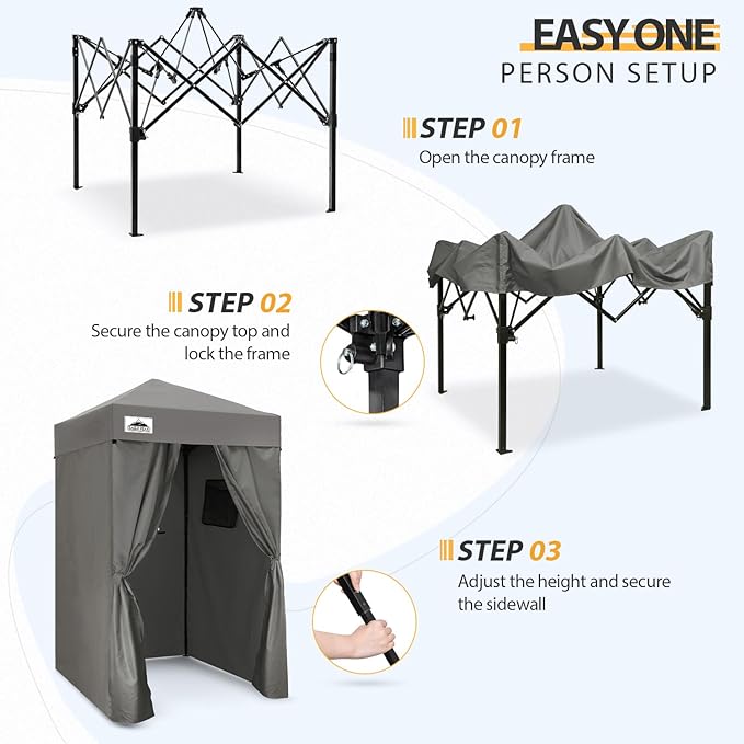 EAGLE PEAK Flex Ultra Compact 4x4 Pop-up Canopy, Sun Shelter, Changing Room, Portable Privacy Canopy Cabana for Pool, Fashion Photoshoots, or Camping, 4x4 ft, Dark Gray