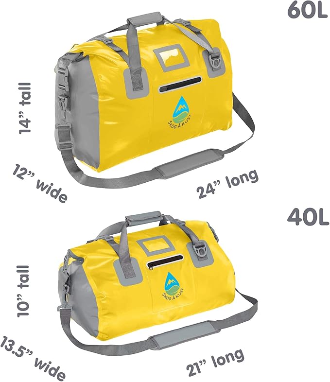 Skog Å Kust Duffelsak Heavy Duty Waterproof Duffel - Gear Bag for Sports, Travel, & More - 60L Yellow