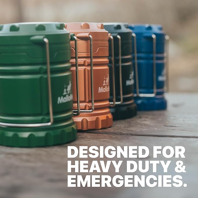 MalloMe Camping Lantern Multicolor 4 Pack Lanterns for Power Outages, Camping Lights for Tent Hanging, Camp Light Tent Lamp Emergency Battery Powered LED Lantern (Rechargeable Batteries Not Included)