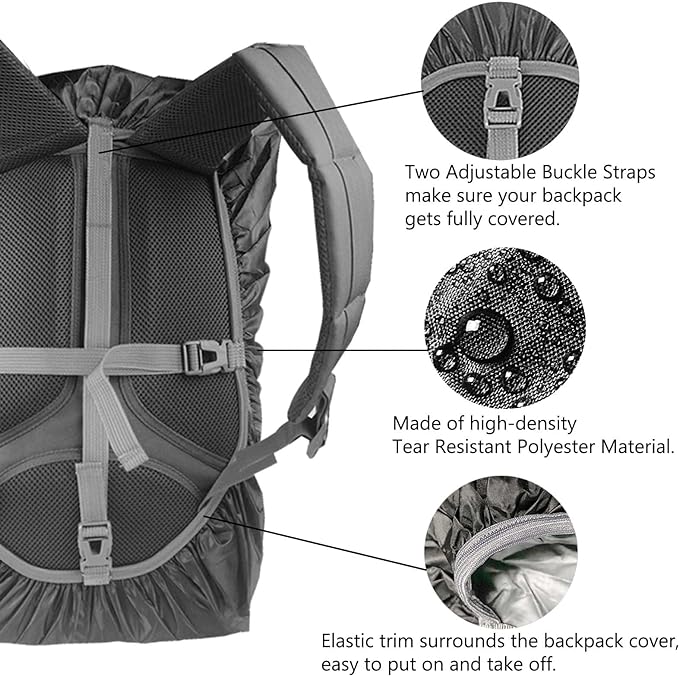 Frelaxy Waterproof Backpack Rain Cover, 8000mm Waterproof Level, Upgraded Ultra-Strong Multilayer Structure, Antislip Cross Buckle Strap, Ultralight Compact Portable, for Hiking, Camping, Traveling