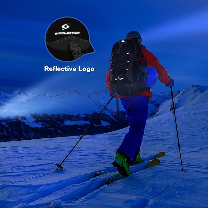 Maelstrom Hiking Backpack,Camping Backpack,50L Waterproof Hiking Daypack with Rain Cover,Lightweight Travel Backpack,Black