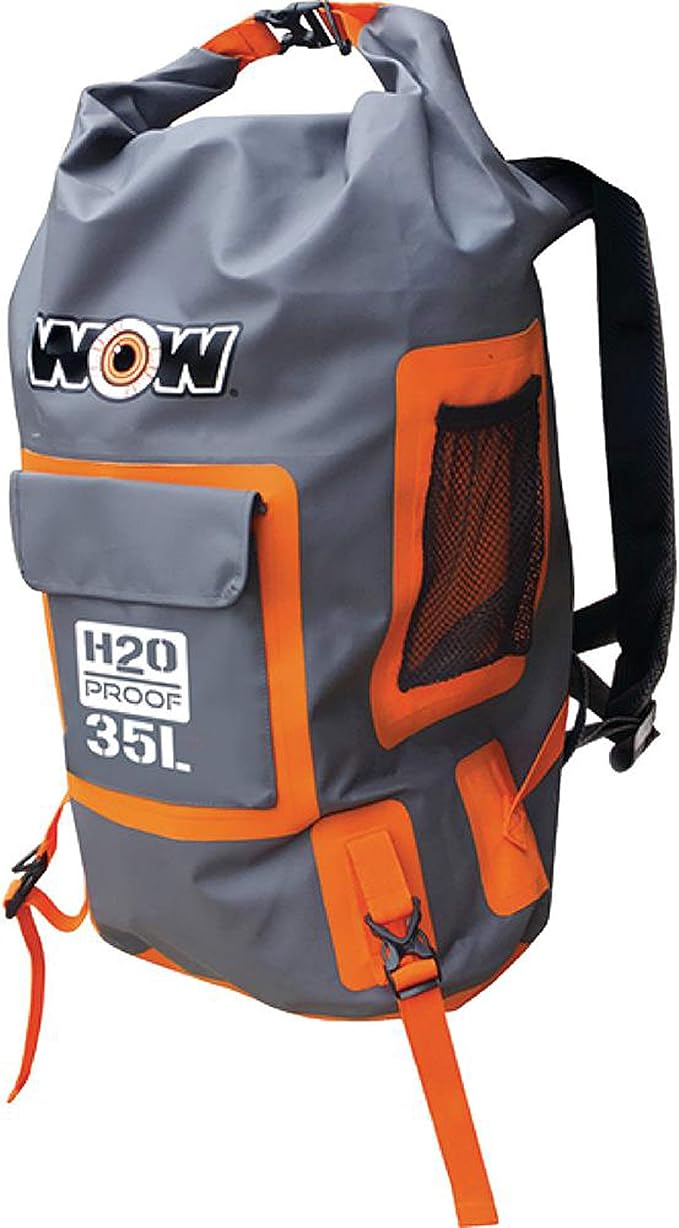 WOW Sports - H20 Proof Orange Dry Backpack - Waterproof Backpack For Watersports, Beach & Hiking
