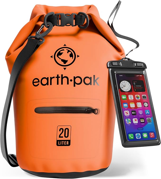 Earth Pak Waterproof Dry Bag with Zippered Pocket - Waterproof Dry Bag Backpack Keeps Gear Dry