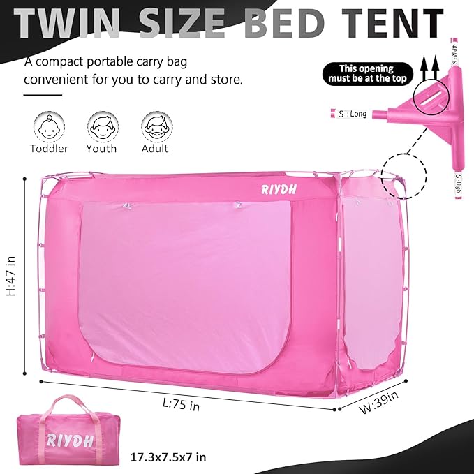 Bed Tent Bed Canopy Twin Size Tents for Adult and Kids- Original Design Portable Dream Tent Indoor Sleeping Tents 80% Blackout with 3 Doors Breathable Big Space Tents