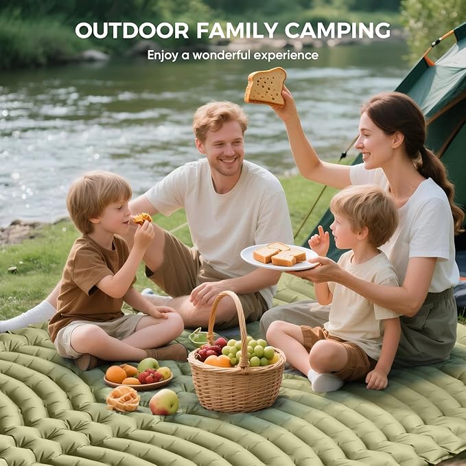 Double Camping Sleeping Pad, Ultra-Lightweight Inflatable Sleeping Mat with Built-in Pillow, Foot Pump, Compact and Portable, Ideal for Outdoor Camping, Backpacking, Hiking(Duo)