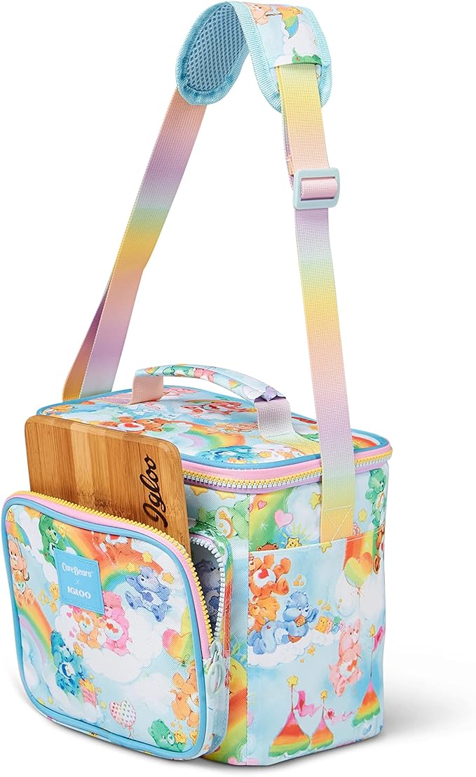 Igloo Retro 90s Lunch Coolers, Insulated Lunch Bag, Square Lunch Box Cooler with Front Pocket & Adjustable Strap