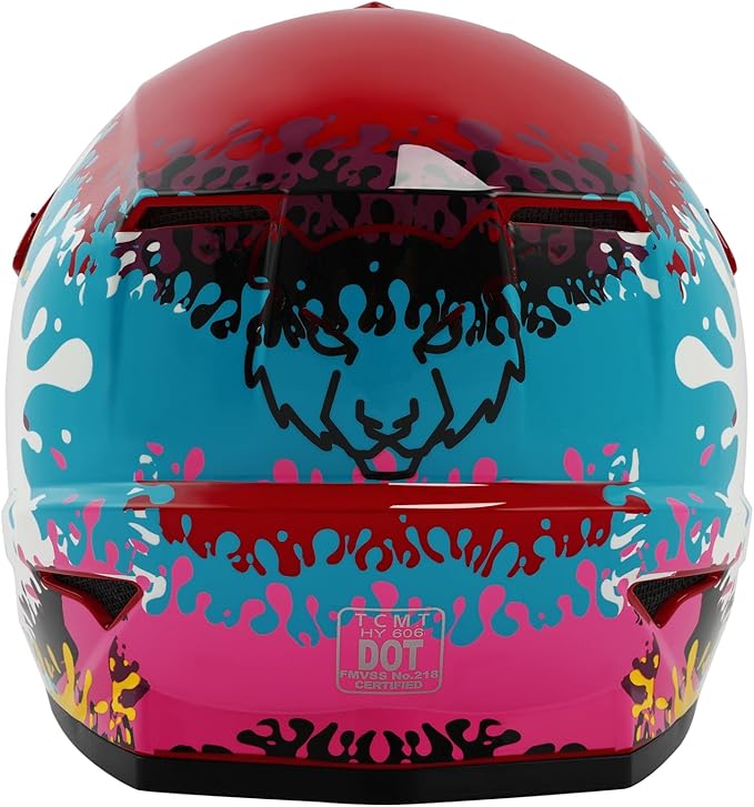 TCT-MOTORPARTS DOT Youth Kids Motocross ATV Full Face Helmets for Offroad Street Dirt Bike Go-Kart BMX MX Colorful Graffiti Large