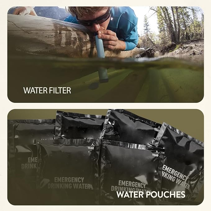 72-Hour Survival Kit | 45L Bug Out Bag | Survival Gear with First Aid, Water Filter, Food, Tools | Camping, Hiking, Outdoor Preparedness Equipment