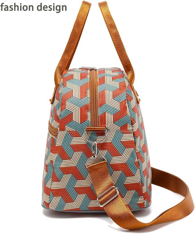 FlowFly Insulated Lunch Bag With Shoulder Strap for Women, Men, and Kids, Large and Reusable, Handle, Freezable Work and School Travel Tote and Meal Prep Organizer,Stereoscopic Red