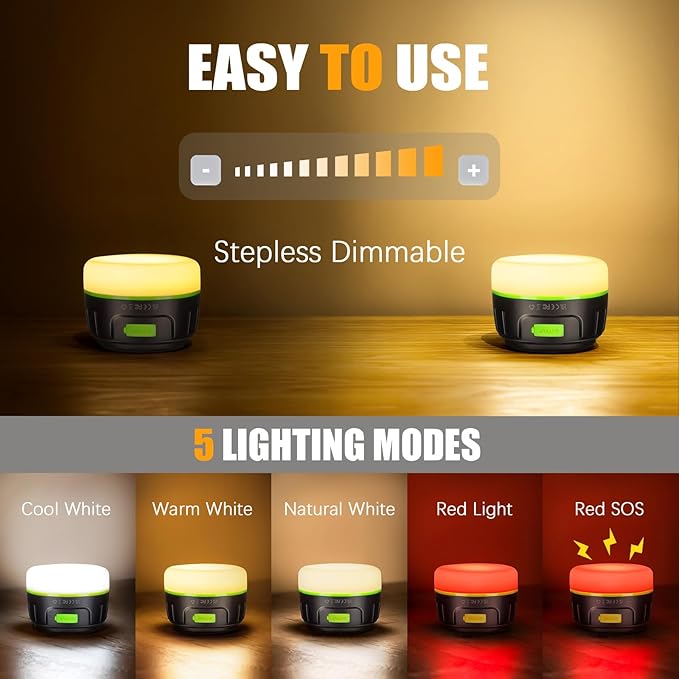 Rechargeable LED Camping Lantern 1000LM, 300H Runtime, 6400mAh, IPX5 Waterproof Tent Light for Camping, Hiking, Power Outages, Home, Emergency Use - Wireless Remote Edition,Green