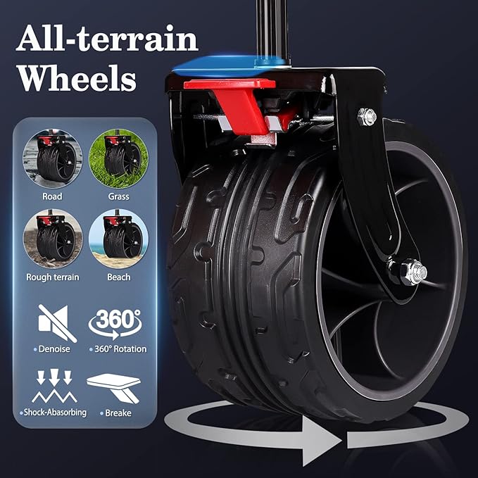 Sekey 220L Collapsible Foldable Wagon with 330lbs Weight Capacity, Heavy Duty Folding Utility Garden Cart with Big All-Terrain Beach Wheels & Drink Holders. Black