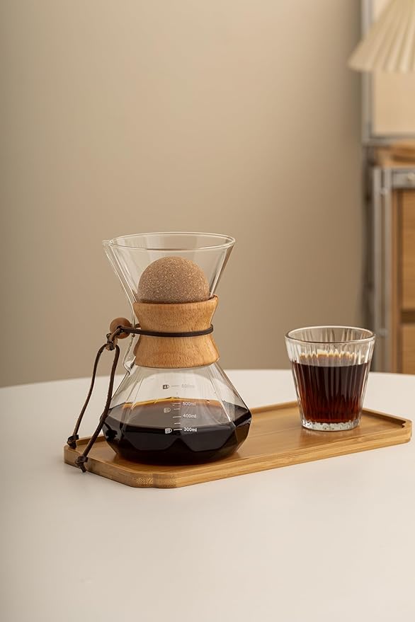 Pour Over Coffee Maker With Wood Sleeve，27oz/800mlPour Over Coffee Dripper,Pour Over Coffee Maker Set With Cork Stopper (27oz/800ml)