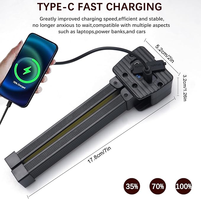 Gym Lamp, Magnetic Posing lamp,7th Gear Dimming &180 Degree Rotating Folding Work Light, Portable LED Flashlight, Handheld USB Rechargeable Power Bank Camping Flashlight（1PCS