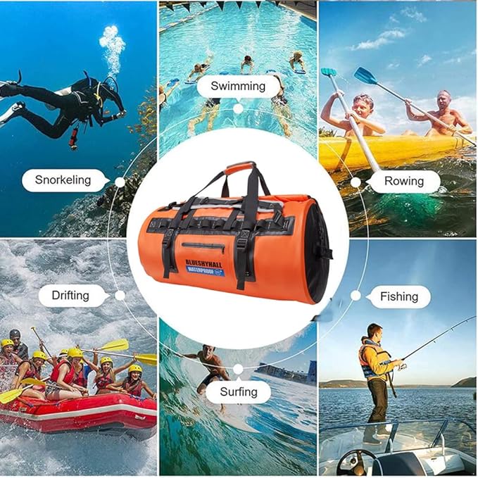XhuangTech Waterproof Dry Bag,60L Outdoor Gym Bags Shoulder Bag&Handbag Dry Backpack Duffle Bags Water-Resistant Travel Sling Bag For Kayaking, Rafting, Boating, Swimming, Camping, Hiking