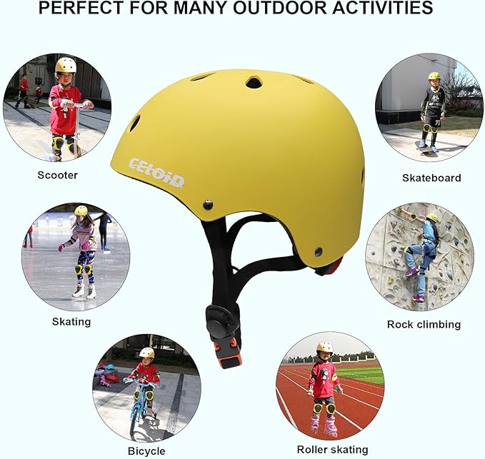 Kids Bike Helmet,Toddler Skateboard Helmets for Ages 2-3-5-8-14 Years Boys Girls，Adjustable Multi-Sport Bicycle Skateboarding Football Roller Skating Scooter Rollerblade Balance Bike Helmet