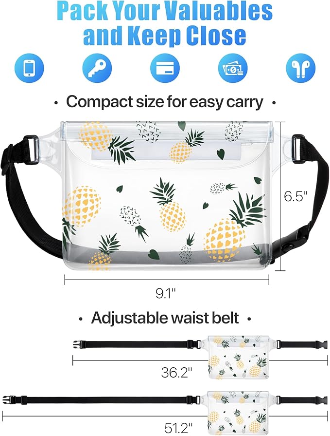 F-color Waterproof Fanny Pack - Waterproof Phone Pouch with Waist Strap - Cruise Essentials 2025 Must Haves Waterproof Pouch Dry Bag Keep Phone Valuables Safe for Beach Kayaking Boating Fishing
