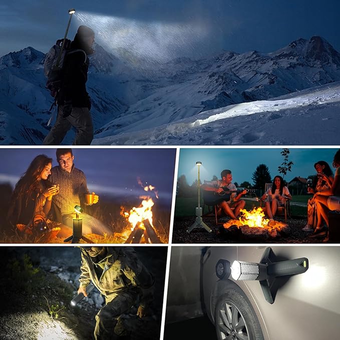 Camping Lights,Telescopic Camping Lantern with Storage Bag,7800mAh Rechargeable Outdoor Adventure Emergency Light,Waterproof LED Work Lights with Magnetic