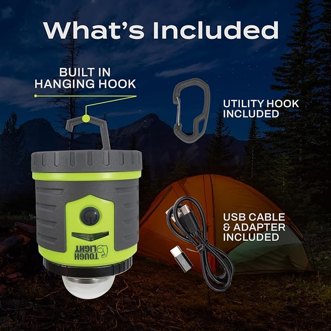 USB Rechargeable Camping Lantern, 1000 Lumens LED Lantern, Tent Lamp, 12000mAh Power Bank, 400 Hour, 7 Modes, Candle Feature, for Outdoors & Emergency