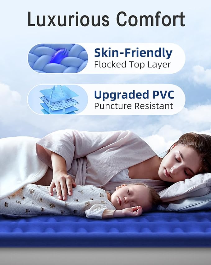 Queen Air Mattress with Built in Pump Luxurious Comfort 16" Raised Inflatable Mattress Queen Airbed Blow Up Mattress for Home Guests 80"*60"*16" Air Bed 3 Mins Fast Inflate/Deflate 660 lbs Max