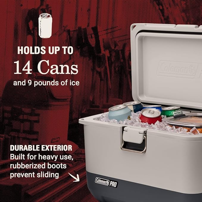 Coleman Pro 17-Quart Insulated Hard Cooler Lunchbox Portable Rugged Durable with TempLock FX Insulation & Anchor Points for Secure Transportation