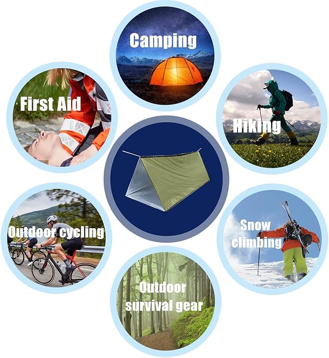 Emergency 2 Person Ultralight Survival Shelter, Tube Tent with Space Blanket for Camping, Hiking