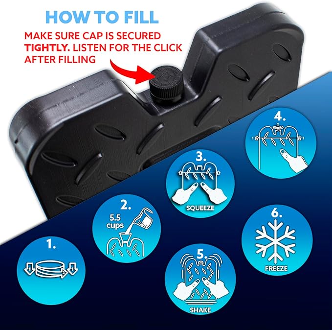 Kona Black/Ice Large Ice Packs for Coolers - Long Lasting Design - Refreezable Reusable Cooler Ice Pack (2)