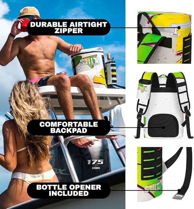 SHITI Coolers Cooler Backpack for Camping, Travel, Beach, Soft Lunch Box for Food, Drinks & Ice, Portable, Waterproof 24 Hr Insulated Bag with Shoulder Straps, Customizable