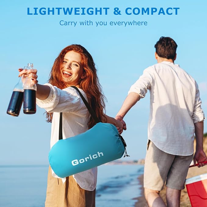 Gorich Portable Beach Tent for 3-7 Person with UPF 50+ UV Protection, Lightweight & Foldable Sun Shelter with 5 Sand Bags, Easy Setup Windproof Beach Umbrella Sun Shade