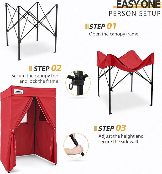 EAGLE PEAK Flex Compact 4x4 Pop-up Canopy Changing Room, Portable Privacy Dressing Room for Indoor Fashion Photoshoots, Camping, or Pool, Red