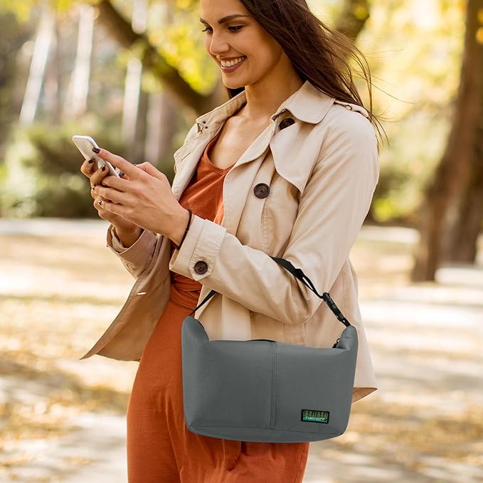 Haimont Lunch Tote Insulated Cooler Bags, Small Leakproof Lunchbox with Handle Buckle, Practical Food Medicine Meal Cooler, Keep Food Fresh, Grey