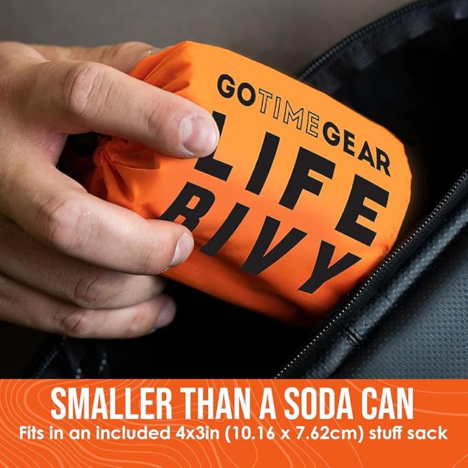 Go Time Gear Life Bivy Emergency Survival Sleeping Bag Thermal Bivy - Use as Emergency Bivy Sack, Survival Sleeping Bag, Mylar Emergency Blanket