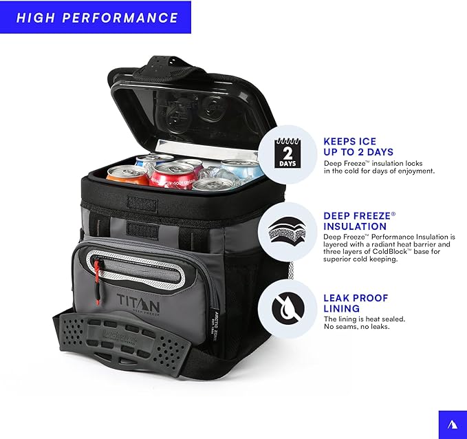 Arctic Zone Titan Deep Freeze Cooler - Zipperless Hardbody Cooler - Small & Large Capacity- Beach & Camping Cooler - Deep Freeze Insulation, HardBody Liner, and SmartShelf