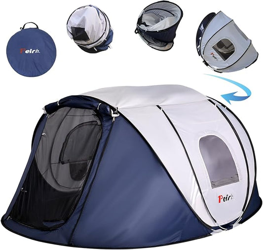Camping Pop Up Tent, 2-4 Person Automatic Easy Setup Tents, 2 Doors-Instant Popup Family Tents for Camping, Hiking, Traveling
