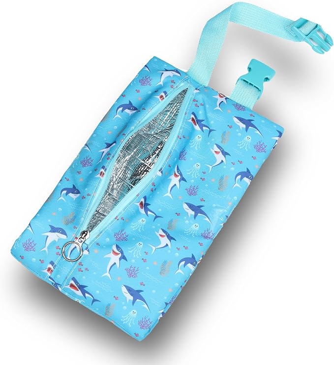 Insulated Snack Bag, Freezable Small Cooler Bag with Zipper and Adjustable Buckle, Rectangular Thermal Cooler Bag