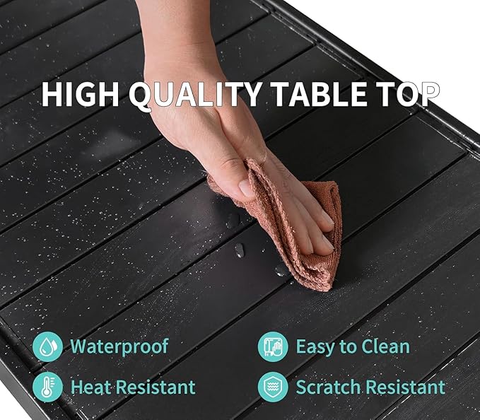 Camping IGT Folding Table, Portable for Outdoor Picnic, Ultralight with Carry Bag, Switchable Tabletop for Multi-Functional Use IGT Beach (Widen Black)