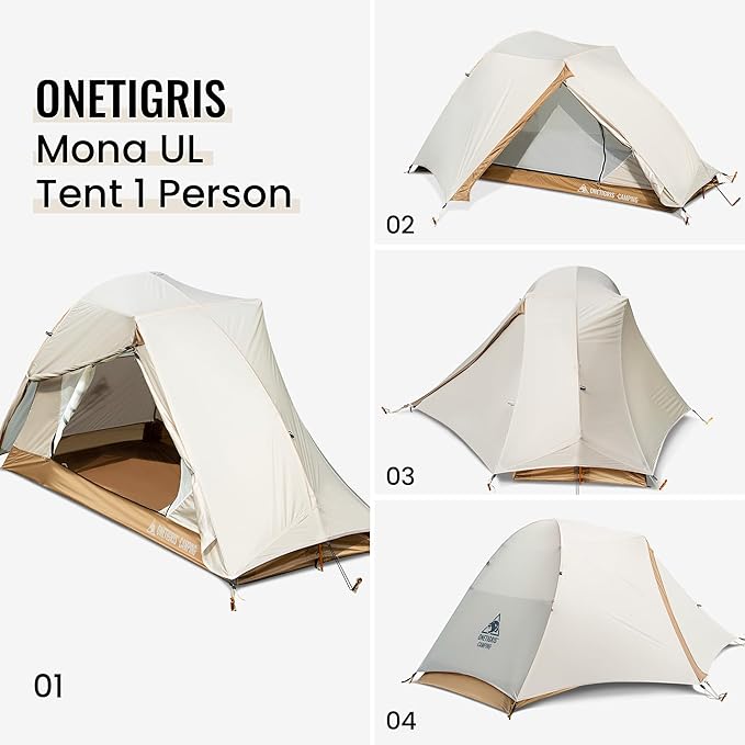 OneTigris Mona Ultralight 1 Person Tent, 3 Season Tent Waterproof for Camping Hiking Backpacking Trekking 3000mm Waterproof