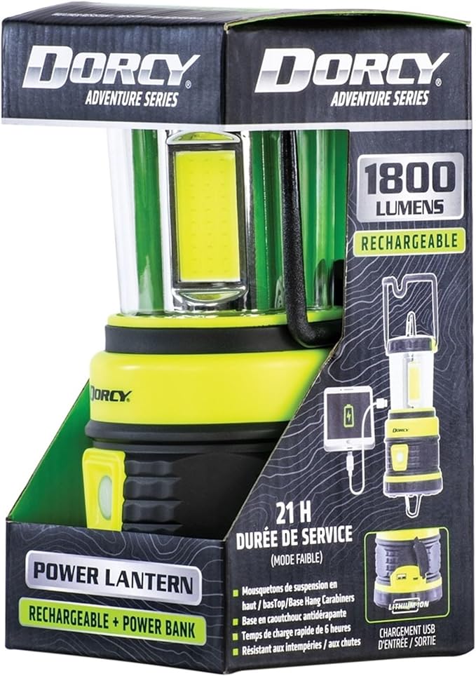 Dorcy 41-3125 1,800-Lumen Rechargeable Adventure Lantern, Multicolored