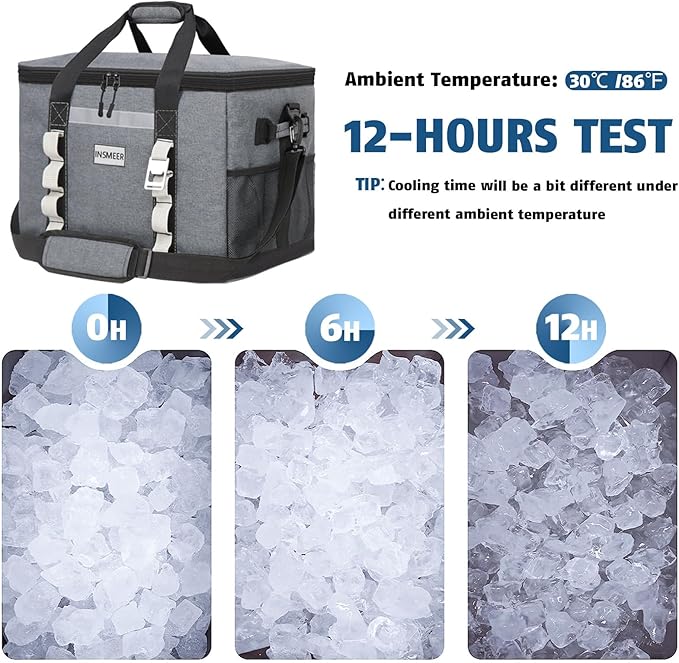 INSMEER Insulated Cooler Bag 65Cans/32 Cans Large Cooler Bag Soft Sided Cooler with Shoulder Strap, Collapsible Leakproof Portable Coolers for Camping/Beach/Food Delivery/Shopping/Outdoor/Picnic